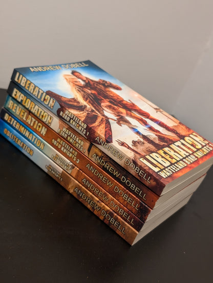 SIGNED PAPERBACKS | Wasteland Road Knights, Complete Series, Out of Print Covers.